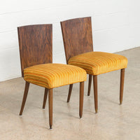 Pair of Antique Art Deco Burl Rosewood Dining Chairs, 1930s
