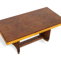 Antique Art Deco Burl Rosewood & Maple Dining Table, 1930s