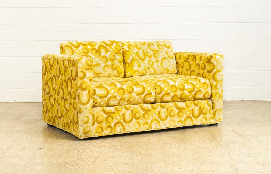 Vintage Mid Century Mod 1970s Yellow Loveseat Sofa, 1970s, Matching Lounge Chair Available