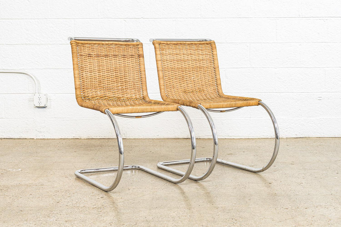 Vintage Mid Century Bauhaus Mies van der Rohe MR 10 Cantilever Side Chairs by Stendig, Set of 4