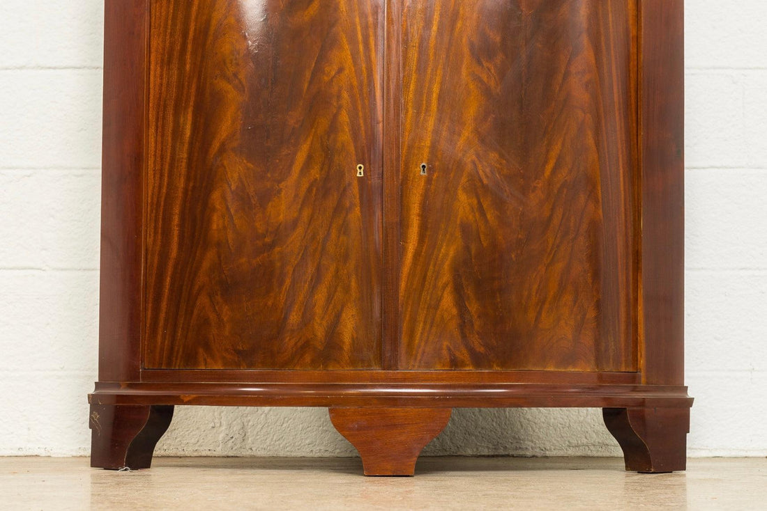 Exceptional Antique Art Deco Burl Wood Tall Corner Cabinet, 1920s