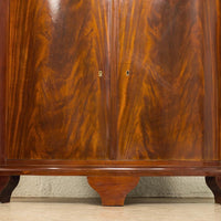 Exceptional Antique Art Deco Burl Wood Tall Corner Cabinet, 1920s