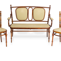 Antique Art Nouveau Bentwood Settee Bench and Side Chairs Salon Suite