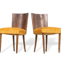 Pair of Antique Art Deco Burl Rosewood Dining Chairs, 1930s