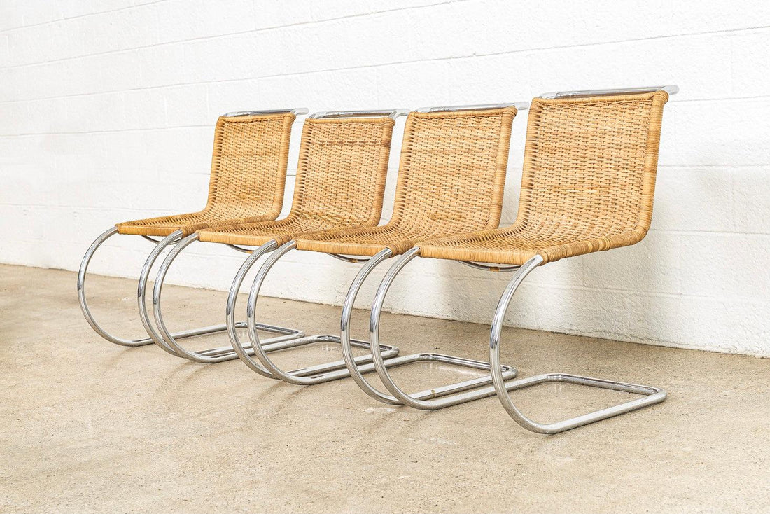 Vintage Mid Century Bauhaus Mies van der Rohe MR 10 Cantilever Side Chairs by Stendig, Set of 4