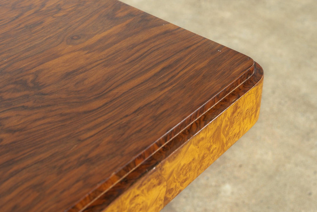 Antique Art Deco Burl Rosewood & Maple Dining Table, 1930s