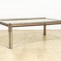 Vintage Mid Century Modern Chrome, Brass and Glass Coffee Table