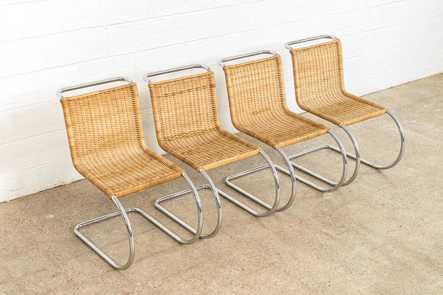 Vintage Mid Century Bauhaus Mies van der Rohe MR 10 Cantilever Side Chairs by Stendig, Set of 4