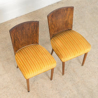 Pair of Antique Art Deco Burl Rosewood Dining Chairs, 1930s