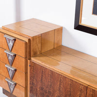 Antique Art Deco Burl Wood Credenza Sideboard or Bar Cabinet