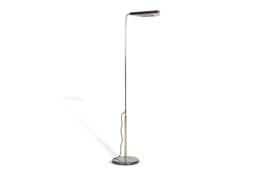 Vintage Mid Century Bruno Gecchelin Mezzaluna Black Floor Lamp