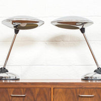 Pair of Vintage Mid Century Italian Modern Polished Chrome Table Lamps