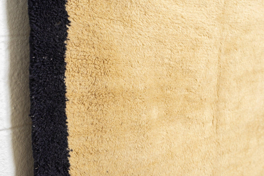 Vintage Turkish Tulu Beige and Black Wool Floor Rug, 5’ x 8’