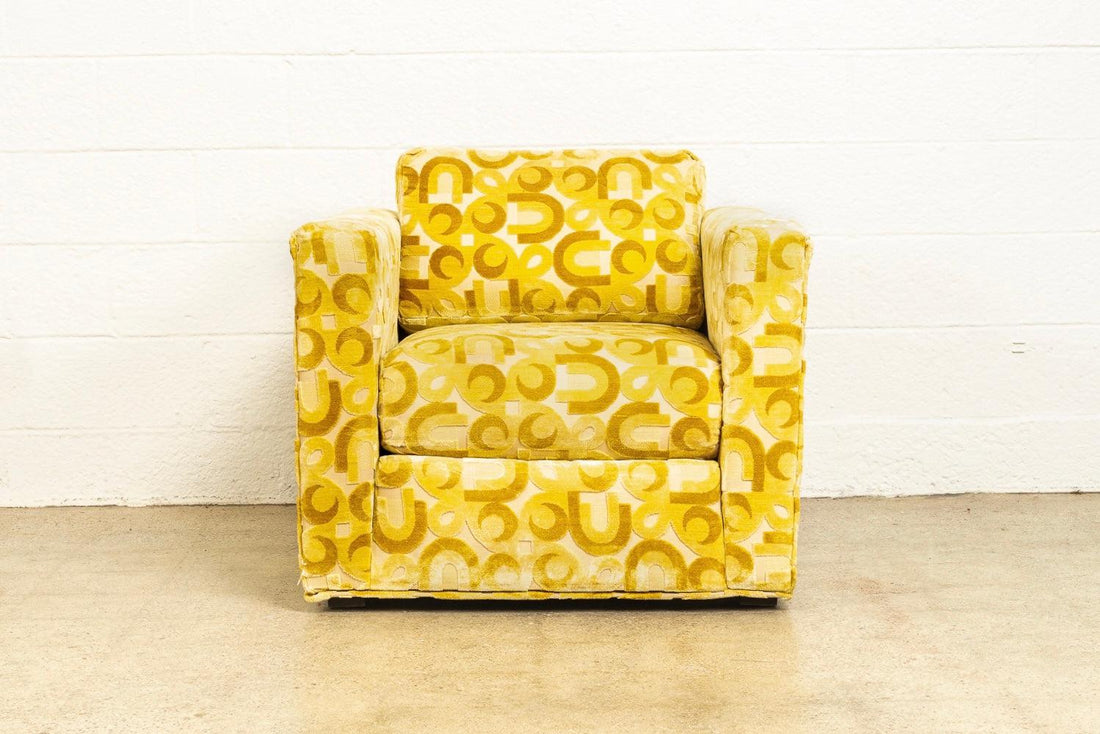 Vintage Mid Century Mod 1970s Yellow Lounge Chair, 1970s, Matching Loveseat Sofa Available