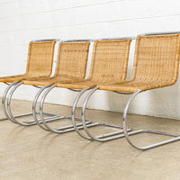 Vintage Mid Century Bauhaus Mies van der Rohe MR 10 Cantilever Side Chairs by Stendig, Set of 4