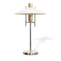 Vintage Mid Century Modernist Polished Chrome and Brass Table Lamp, 1970s