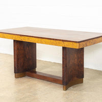 Antique Art Deco Burl Rosewood & Maple Dining Table, 1930s