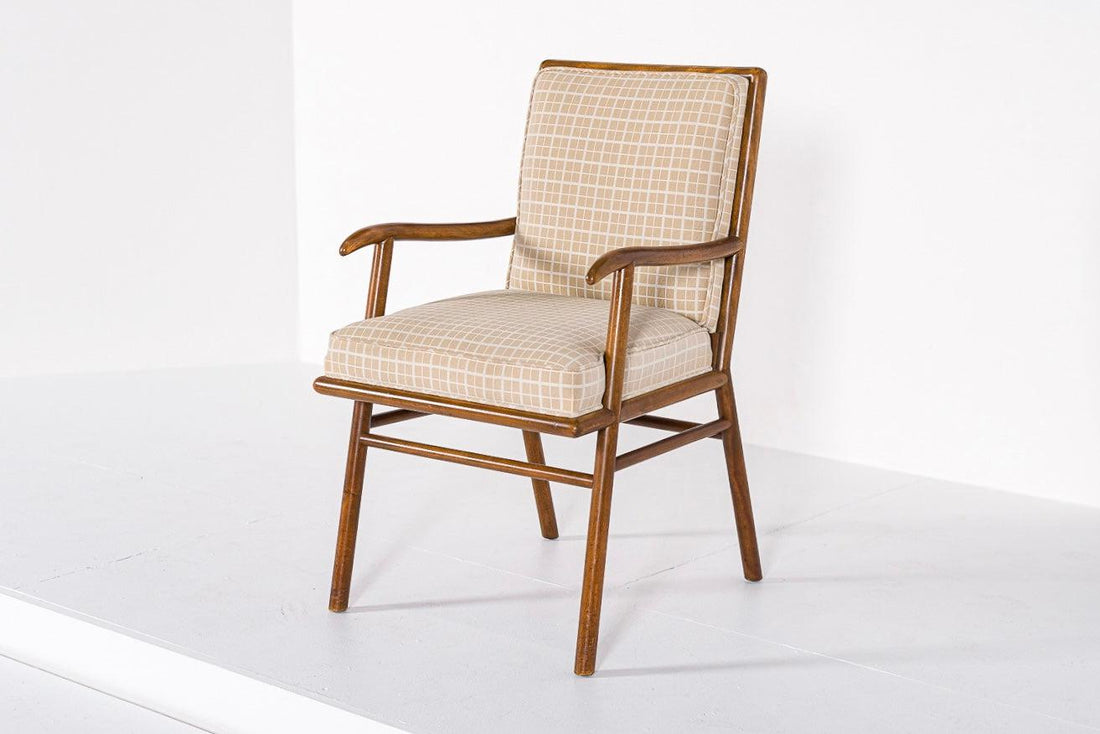 Mid Century Upholstered Wood Lounge Chair by T.H. Robsjohn-Gibbings