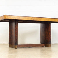 Antique Art Deco Burl Rosewood & Maple Dining Table, 1930s