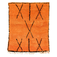 Vintage Moroccan Orange Azilal Wool Floor Rug