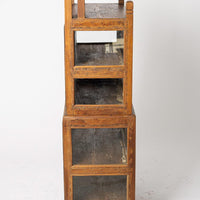 Antique Portuguese Wood & Glass Storage Cupboard Display Cabinet