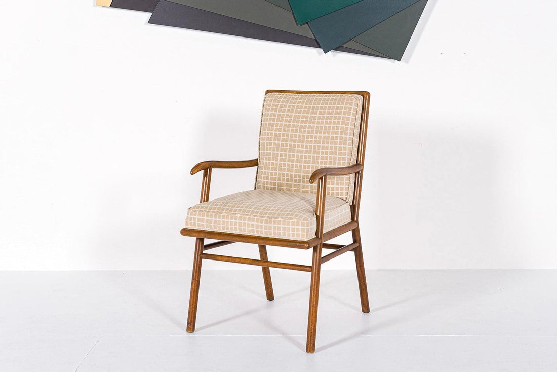 Mid Century Upholstered Wood Lounge Chair by T.H. Robsjohn-Gibbings