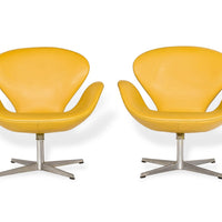 Danish Modern Yellow Swan Chairs by Arne Jacobsen for Fritz Hansen