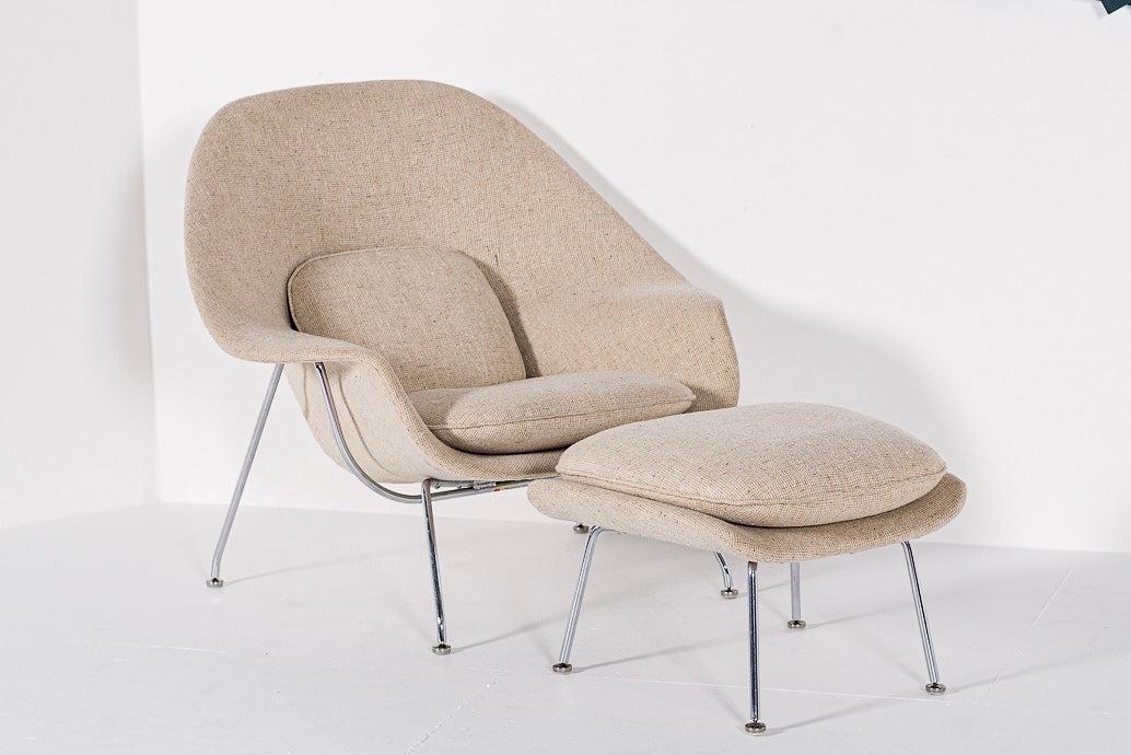 Mid Century Womb Lounge Chair & Ottoman by Saarinen for Knoll, 1960s