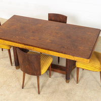 Antique Art Deco Burl Rosewood & Maple Dining Table, 1930s