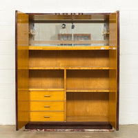 Exceptional Antique Art Deco Burl Wood Bar Cabinet with Marble Base, 1920s