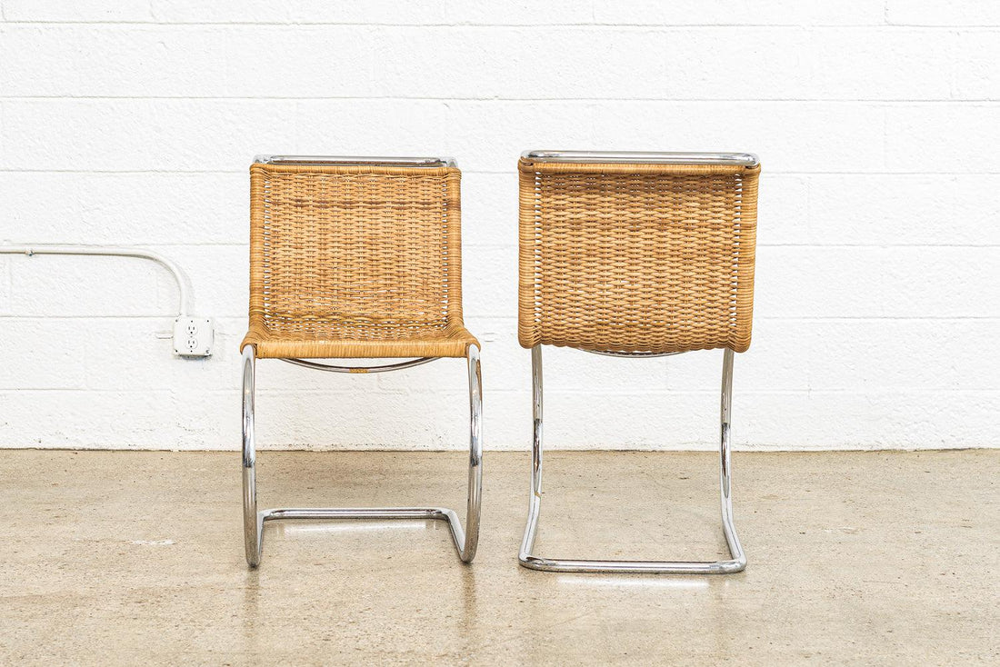 Vintage Mid Century Bauhaus Mies van der Rohe MR 10 Cantilever Side Chairs by Stendig, Set of 4