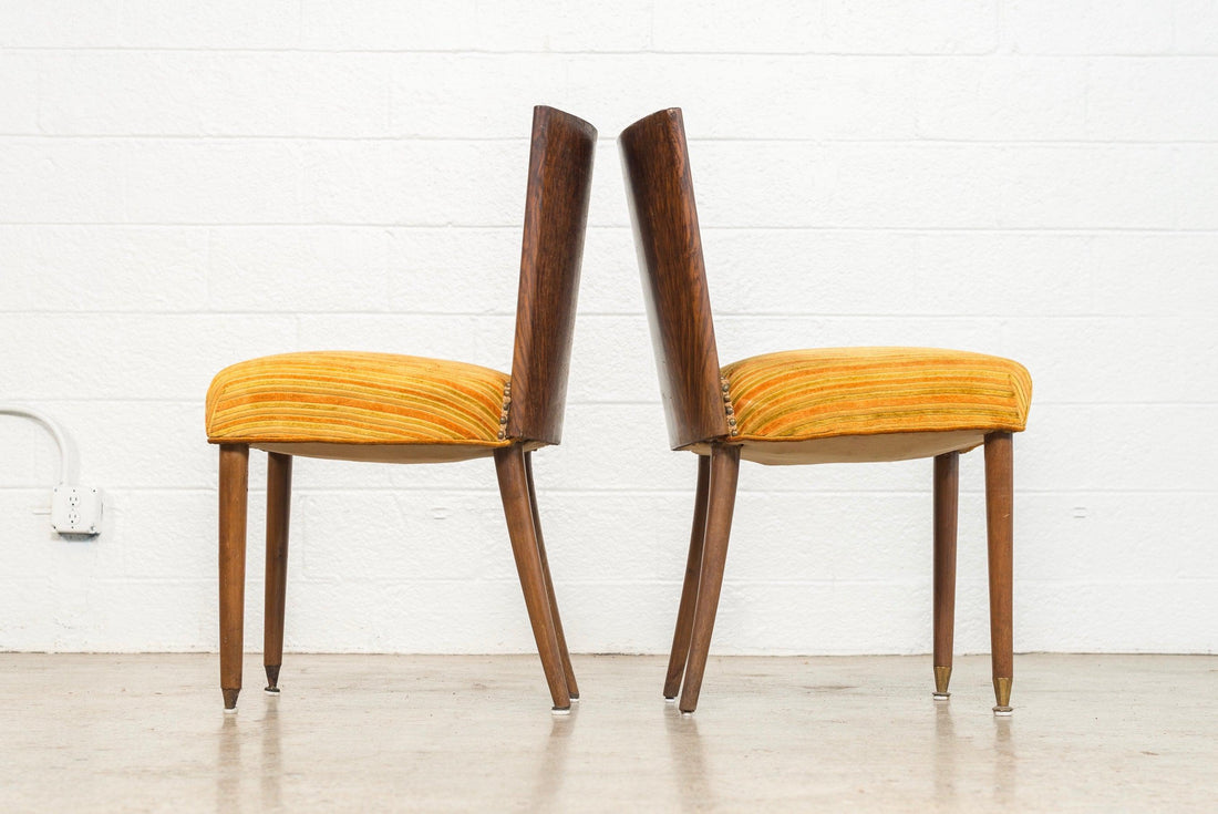 Pair of Antique Art Deco Burl Rosewood Dining Chairs, 1930s