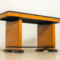 Antique Art Deco Maple Wood and Ebonized Table or Writing Desk, 1930s