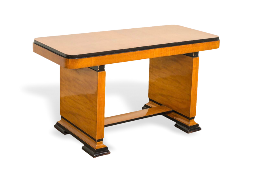 Antique Art Deco Maple Wood and Ebonized Table or Writing Desk, 1930s