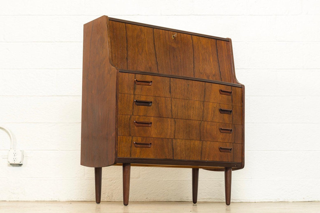 Vintage Mid Century Danish Modern Poul M. Jessen for Viby Rosewood Secretary Desk