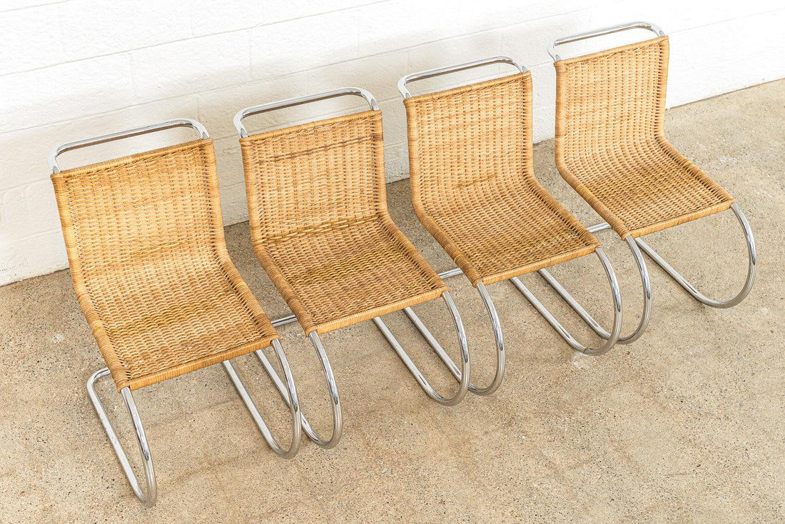 Vintage Mid Century Bauhaus Mies van der Rohe MR 10 Cantilever Side Chairs by Stendig, Set of 4