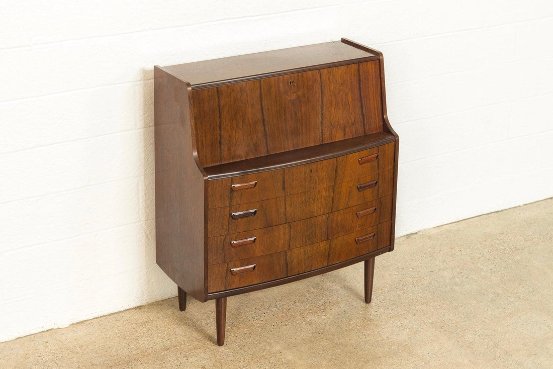 Vintage Mid Century Danish Modern Poul M. Jessen for Viby Rosewood Secretary Desk