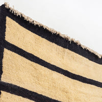 Vintage Turkish Tulu Beige and Dark Brown Striped Wool Floor Rug, 5’ x 8’