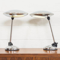 Pair of Vintage Mid Century Italian Modern Polished Chrome Table Lamps