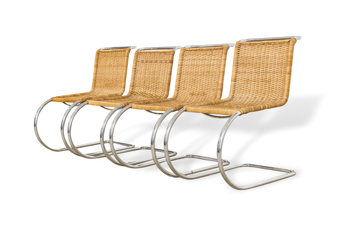 Vintage Mid Century Bauhaus Mies van der Rohe MR 10 Cantilever Side Chairs by Stendig, Set of 4