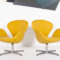 Danish Modern Yellow Swan Chairs by Arne Jacobsen for Fritz Hansen