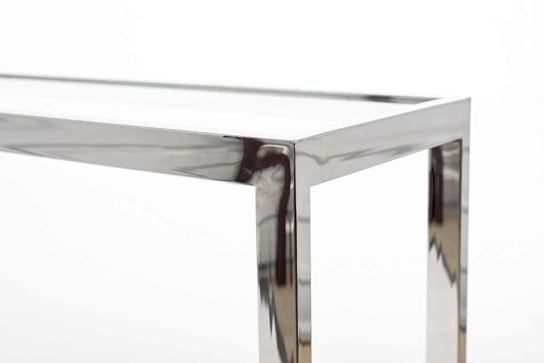 Mid Century Chrome & Glass Sofa Table in the Style of Milo Baughman