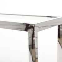 Mid Century Chrome & Glass Sofa Table in the Style of Milo Baughman