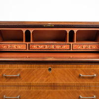Mid Century Swedish Two-Toned Inlaid Rolltop Secretary Desk