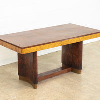 Antique Art Deco Burl Rosewood & Maple Dining Table, 1930s