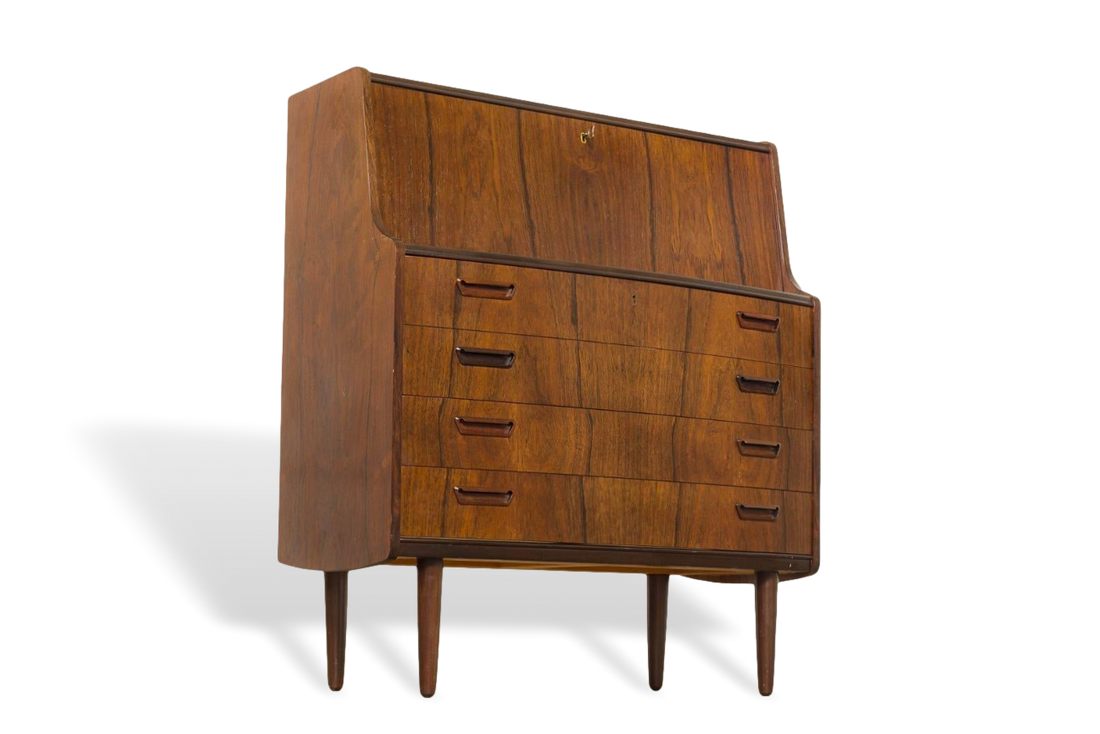 Vintage Mid Century Danish Modern Poul M. Jessen for Viby Rosewood Secretary Desk