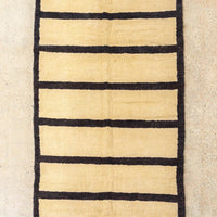 Vintage Turkish Tulu Beige and Dark Brown Striped Wool Floor Rug, 5’ x 8’