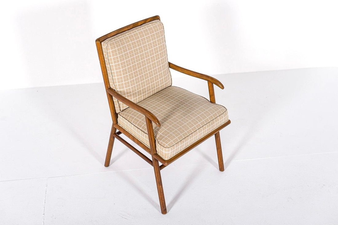 Mid Century Upholstered Wood Lounge Chair by T.H. Robsjohn-Gibbings