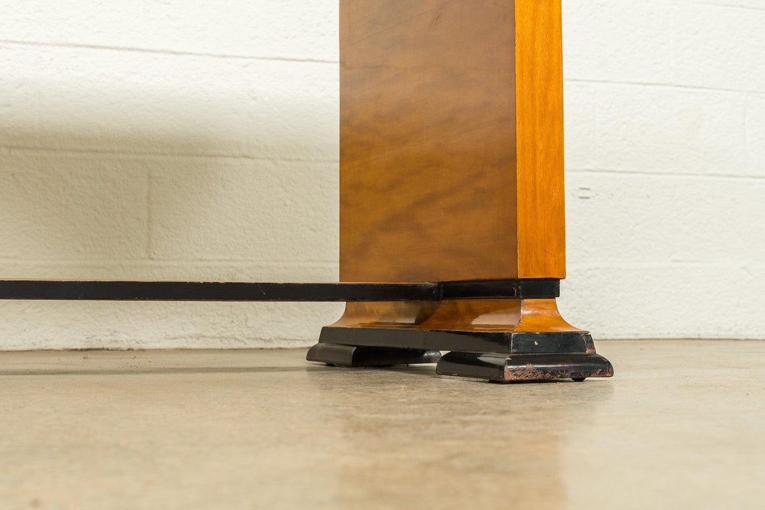 Antique Art Deco Maple Wood and Ebonized Table or Writing Desk, 1930s