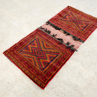 Antique Red Afghan Baluchistan Wool Tribal Saddlebag Rug